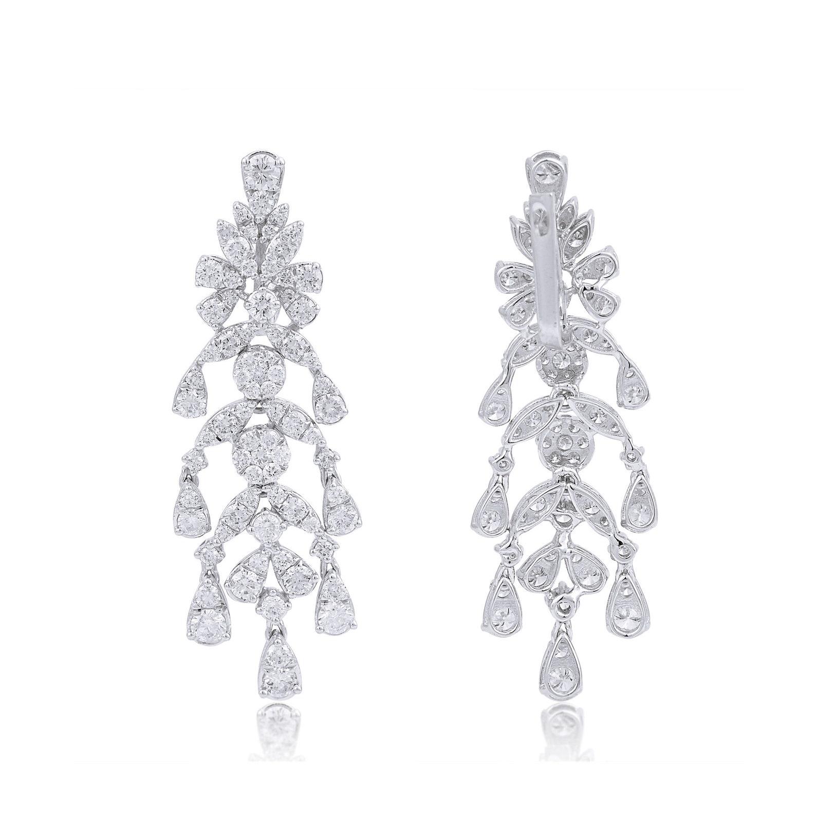 Modern 5.50 Carat Diamond 14 Karat White Gold Chandelier Earrings For Sale