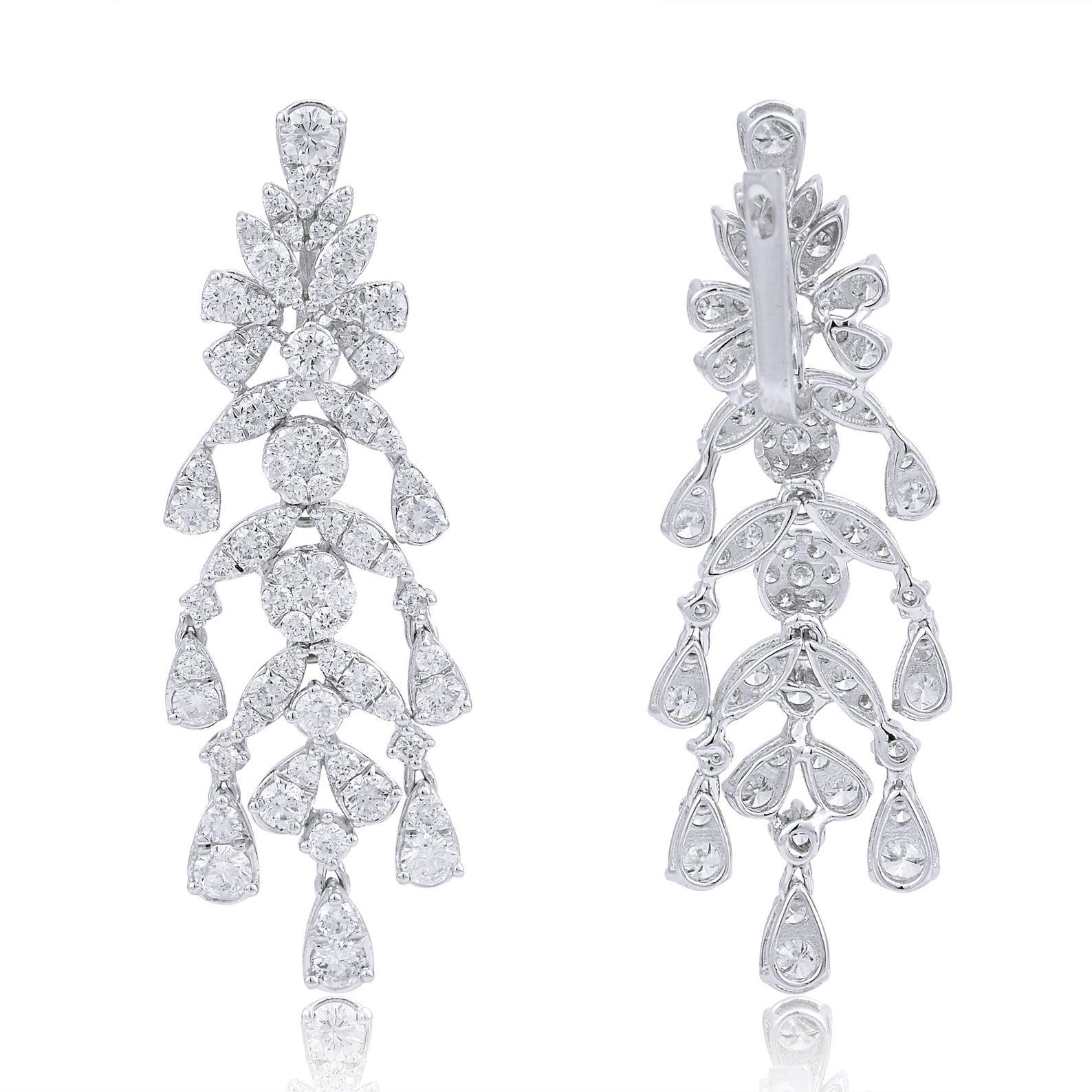 Modern 5.50 Carat Diamond 14 Karat White Gold Chandelier Earrings For Sale