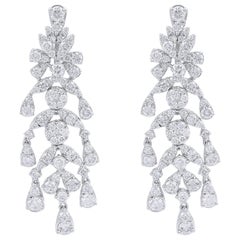 Pendientes araña de oro blanco de 14 quilates con diamantes de 5,50 quilates