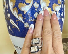 5.50 Carat Diamond and Sapphire Modern "Toi et Moi" Art Deco Style 18k Gold Ring