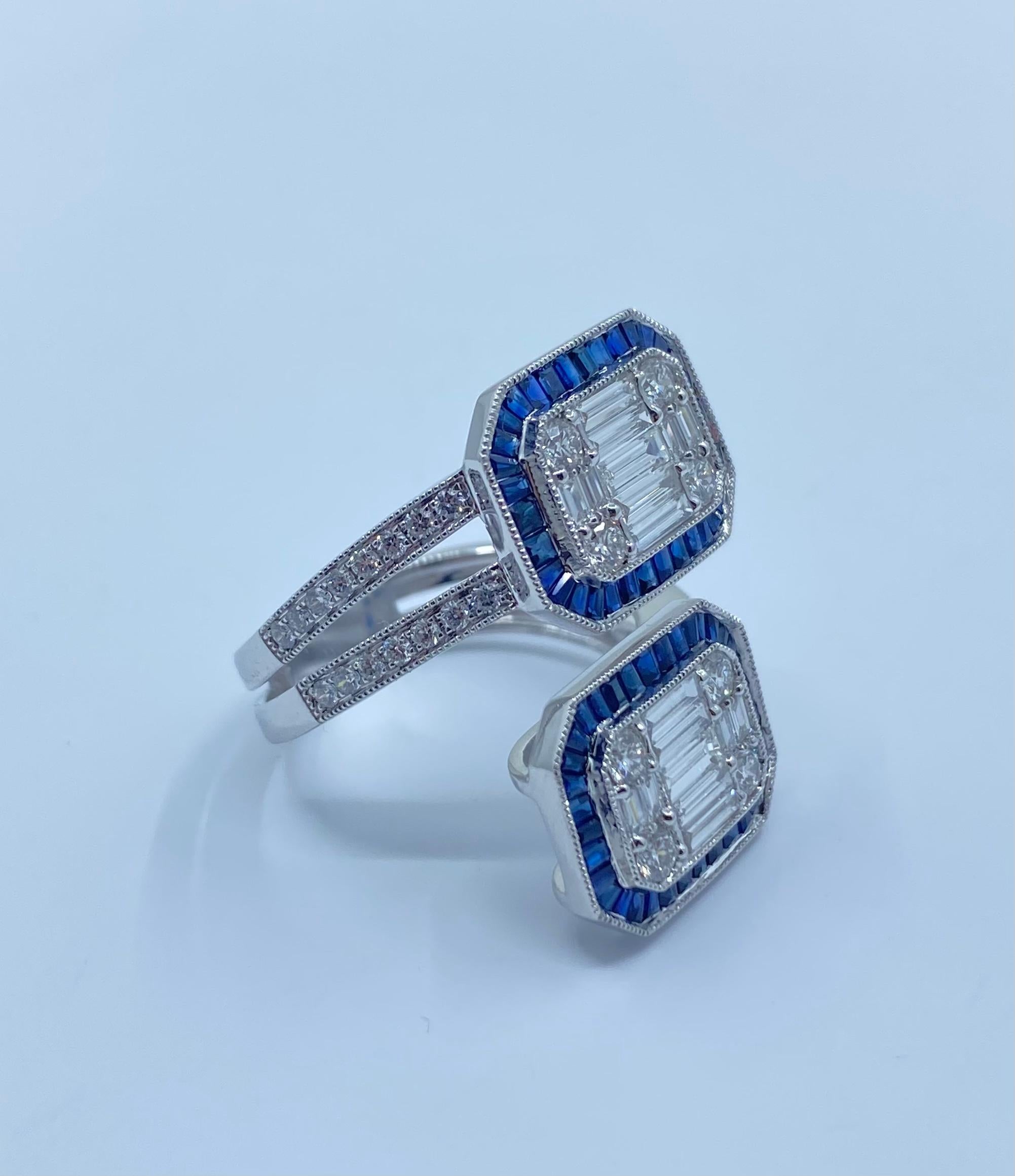 5.50 Carat Diamond and Sapphire Modern 