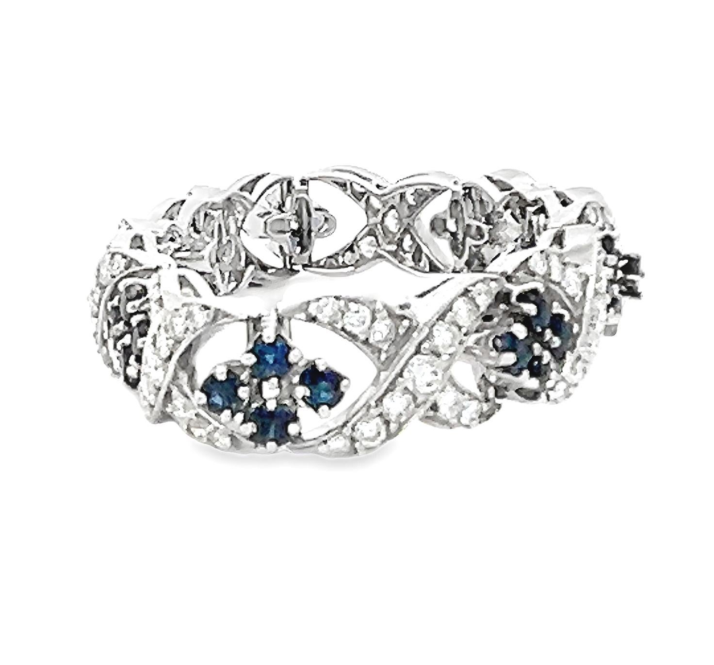 Bracelet à maillons rétro en diamant et saphir de 5,50 carats en vente 3