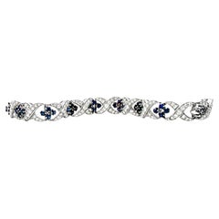 Bracelet à maillons rétro en diamant et saphir de 5,50 carats