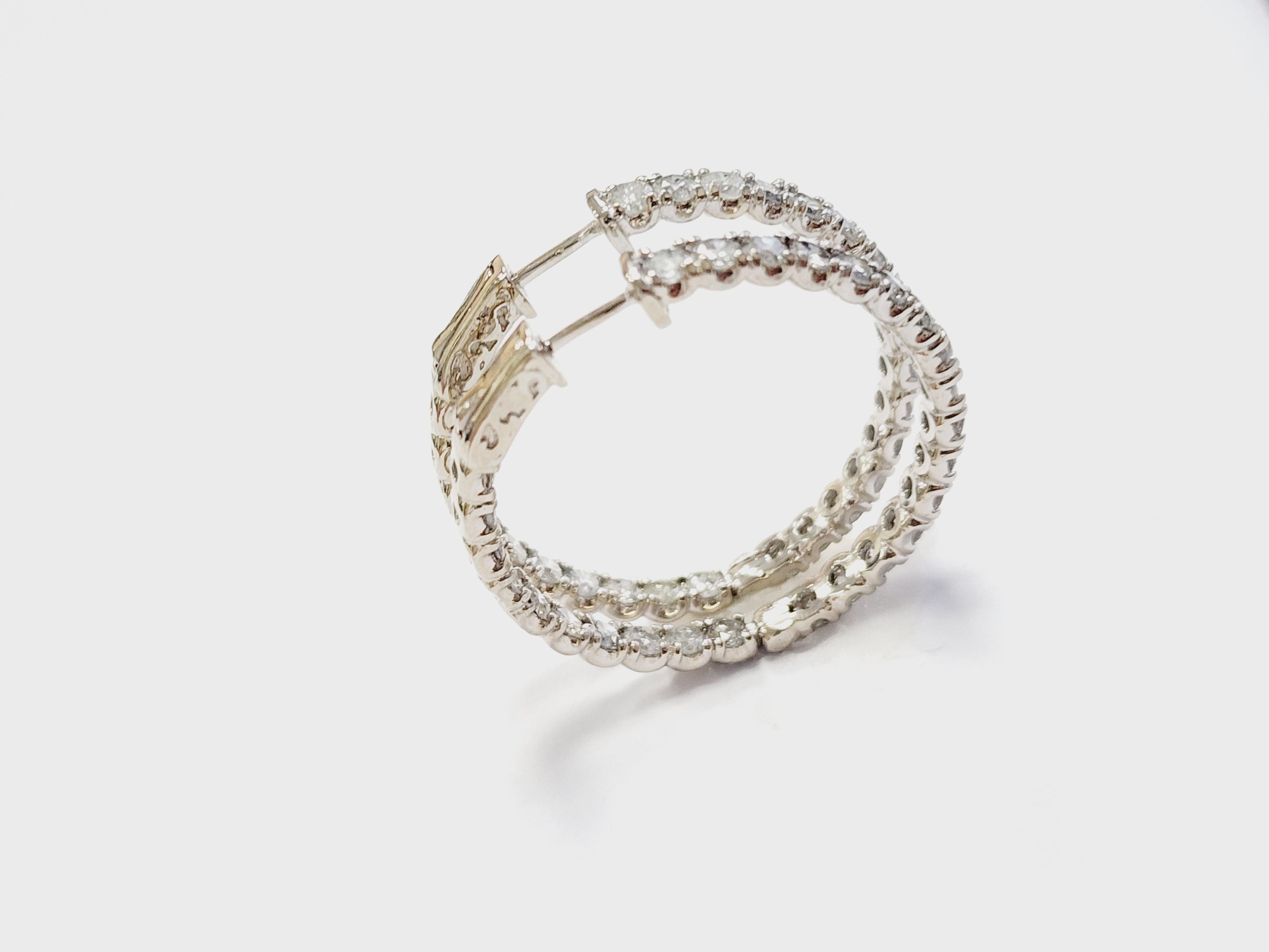 5.50 Carat Natural Diamond Hoops Earrings 14 Karat White Gold 5