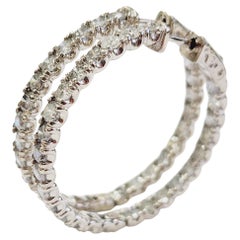 5.50 Carat Natural Diamond Hoops Earrings 14 Karat White Gold