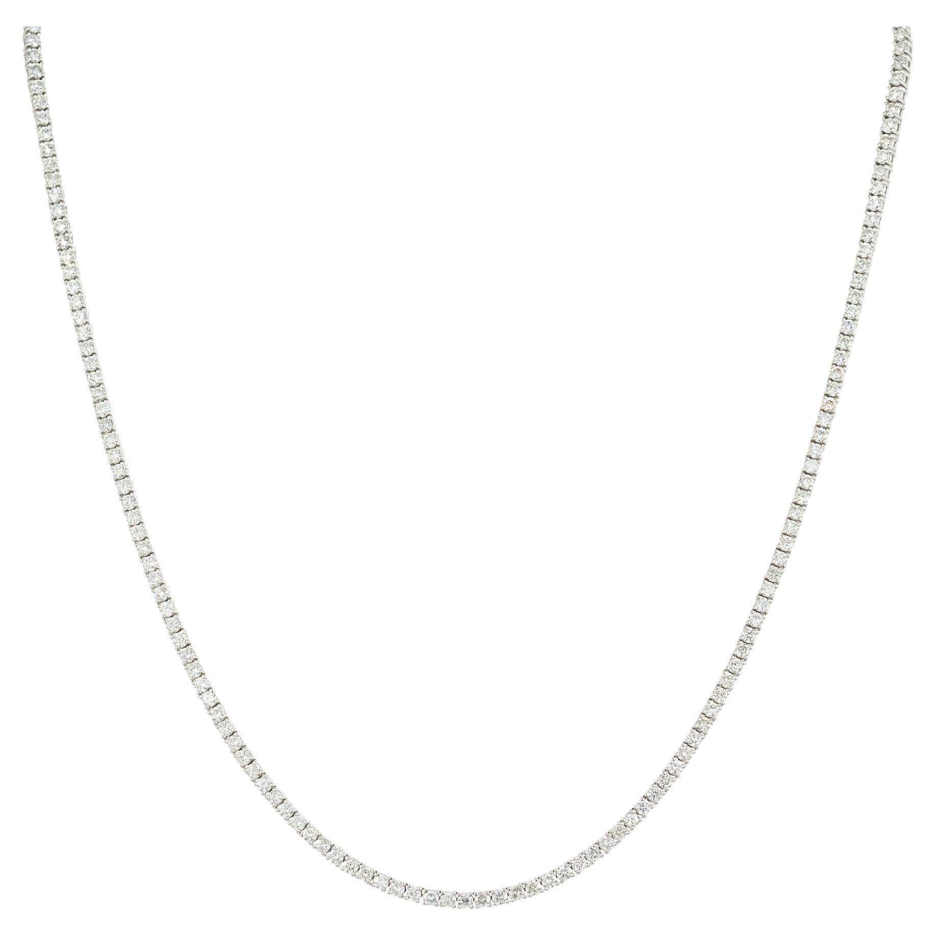 5.50 Carat Diamond White Gold Tennis Necklace For Sale