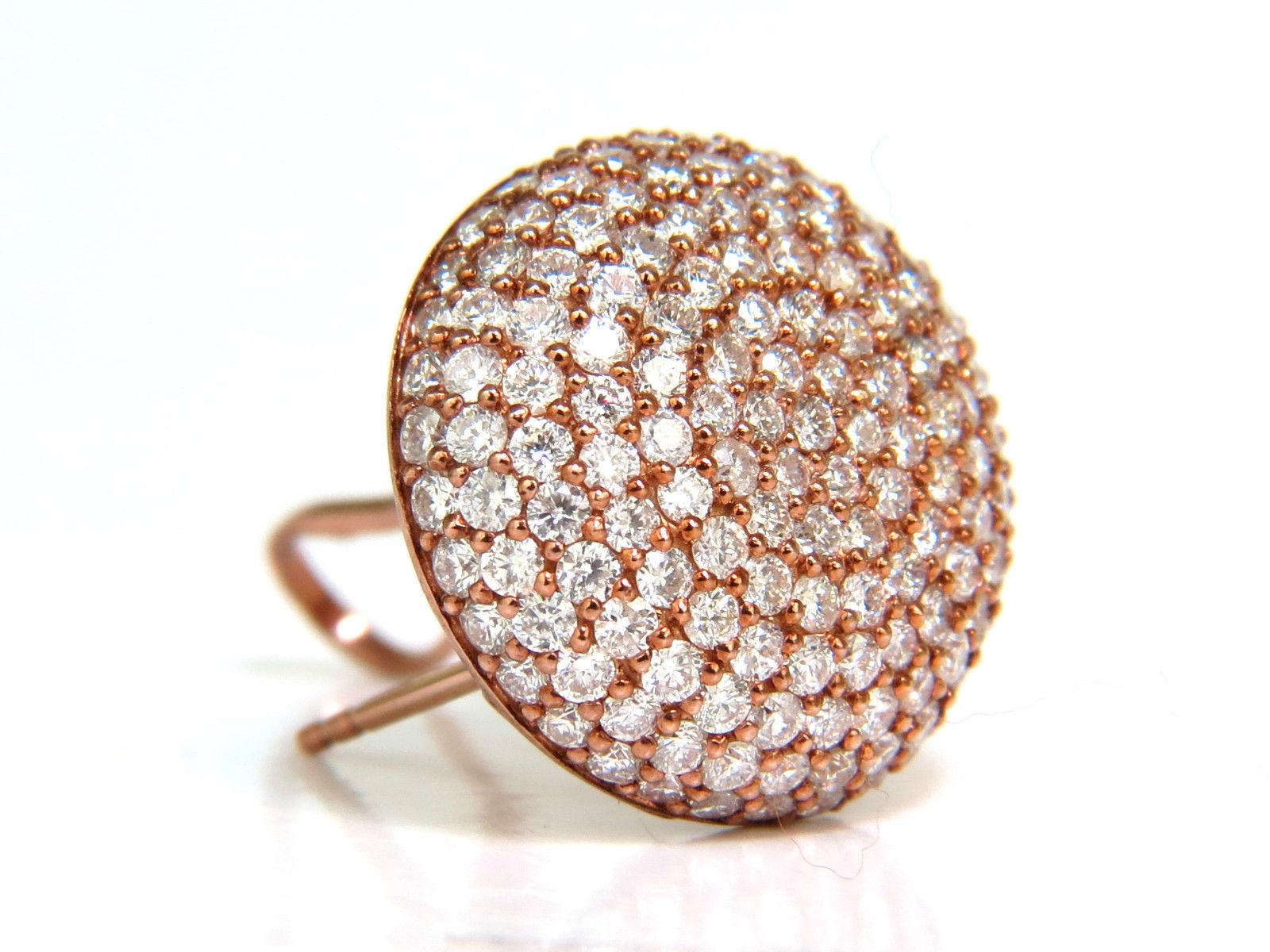 Women's or Men's 5.50 Carat Diamonds Cluster Domed Bead Set Button Puffed Clip Earrings G/VS For Sale