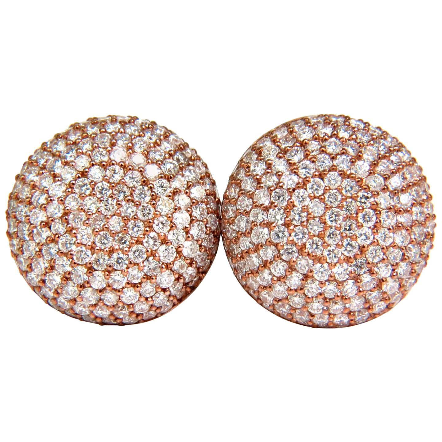 5.50 Carat Diamonds Cluster Domed Bead Set Button Puffed Clip Earrings G/VS