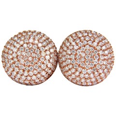 Pendientes de clip con forma de botón abombado, con diamantes de 5,50 quilates en disposición de racimo, G/VS*