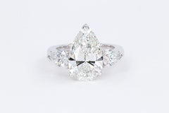 5.50 Carat GIA Natural Diamond Pear Shape Engagement Ring in 18 Karat White Gold