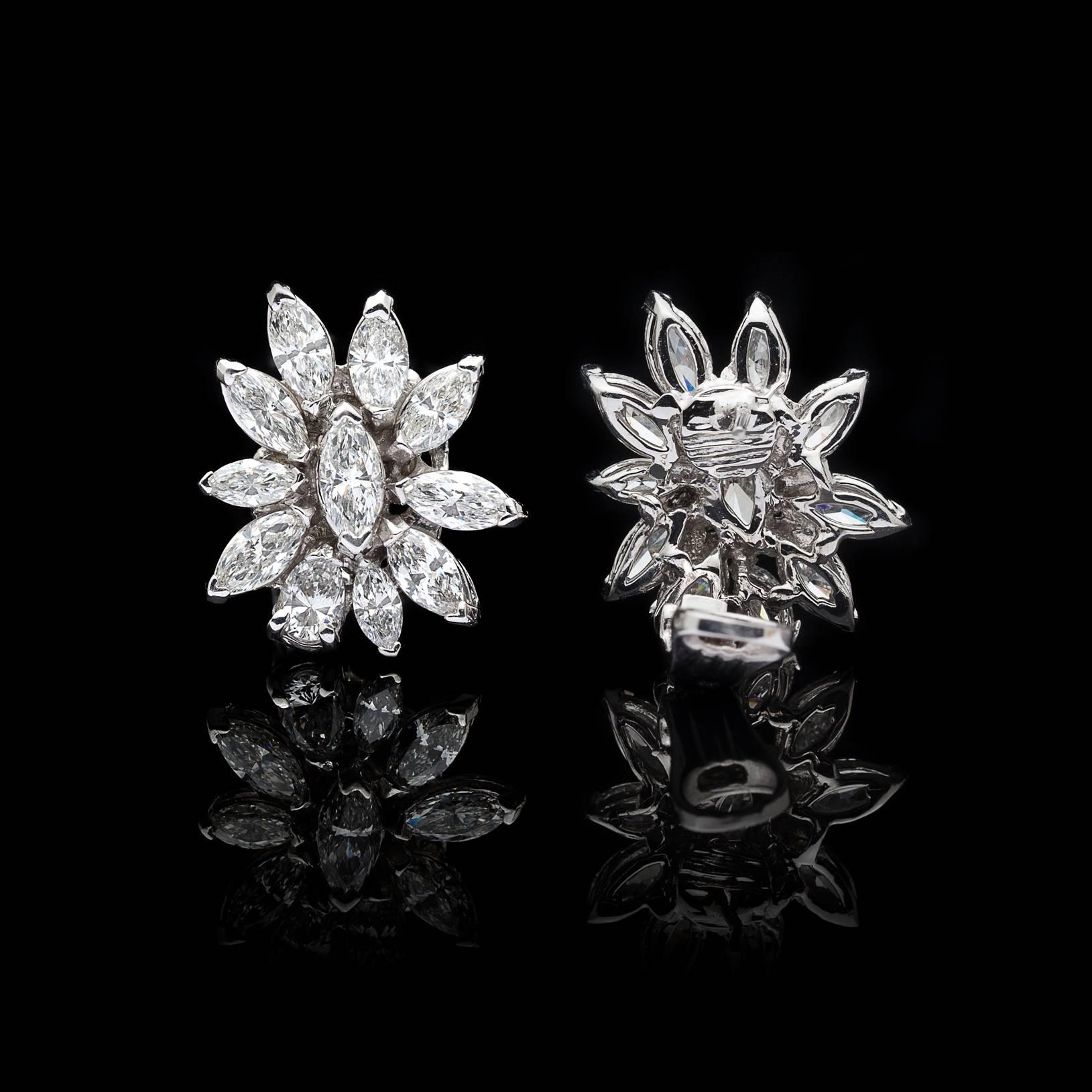 Women's 5.50 Carat Marquise Diamond and Platinum Earrings