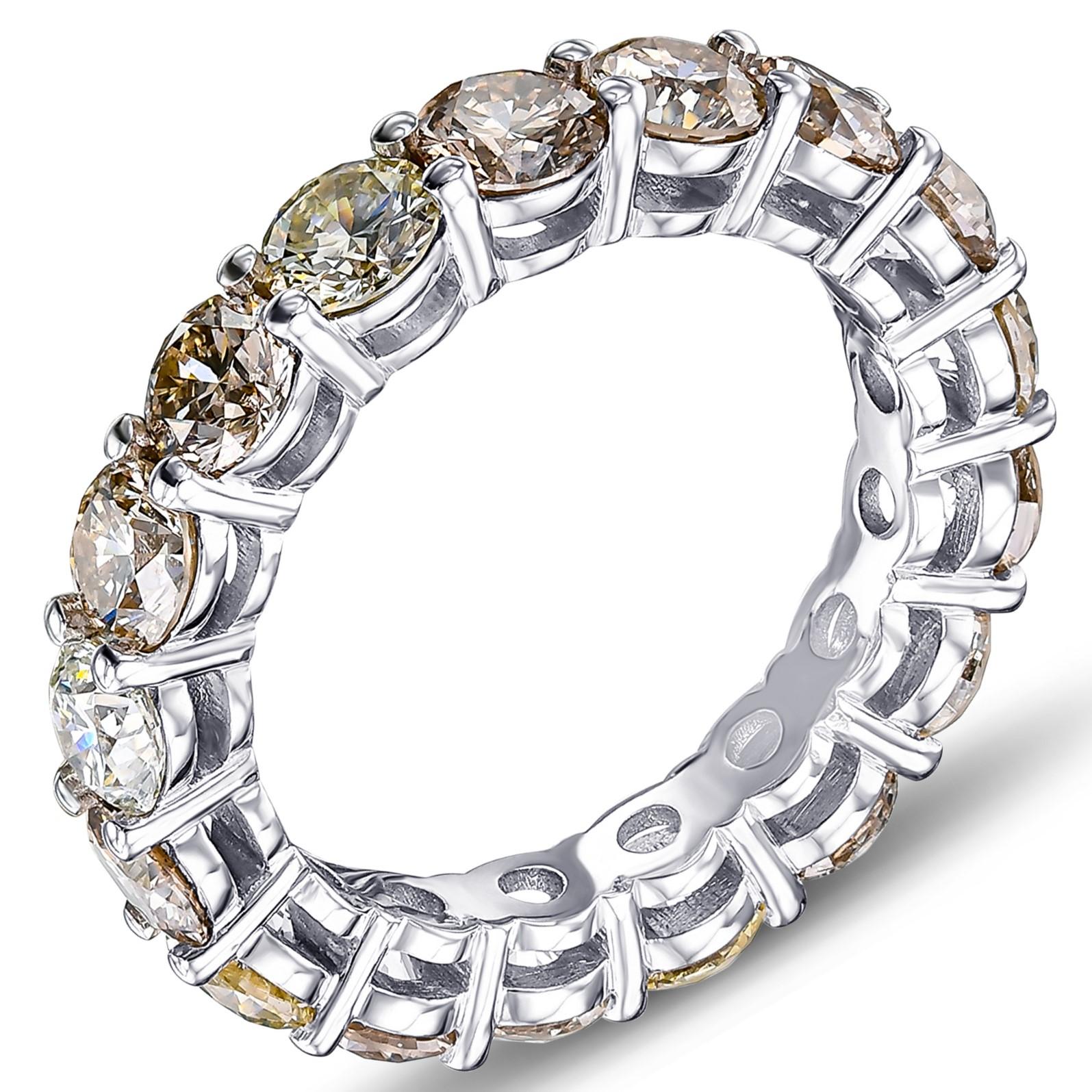 Memoryring mit 5,50 Karat Fancy Colors Diamanten, 18 kt. Weißgold-Ring (Art déco)