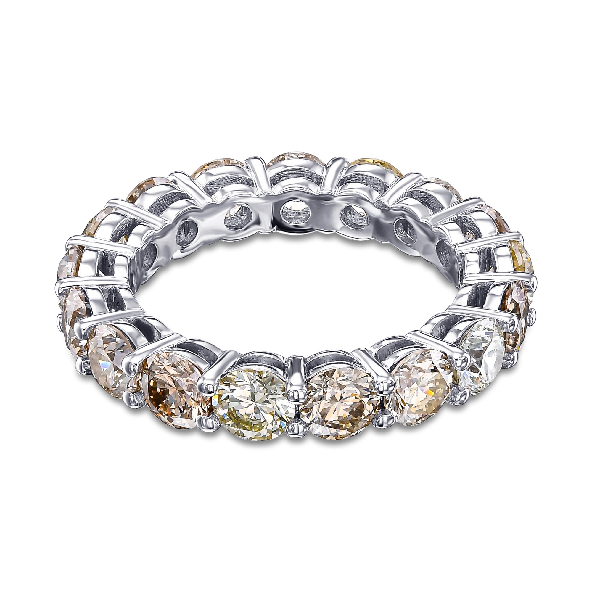 Memoryring mit 5,50 Karat Fancy Colors Diamanten, 18 kt. Weißgold-Ring im Zustand „Neu“ in Ramat Gan, IL