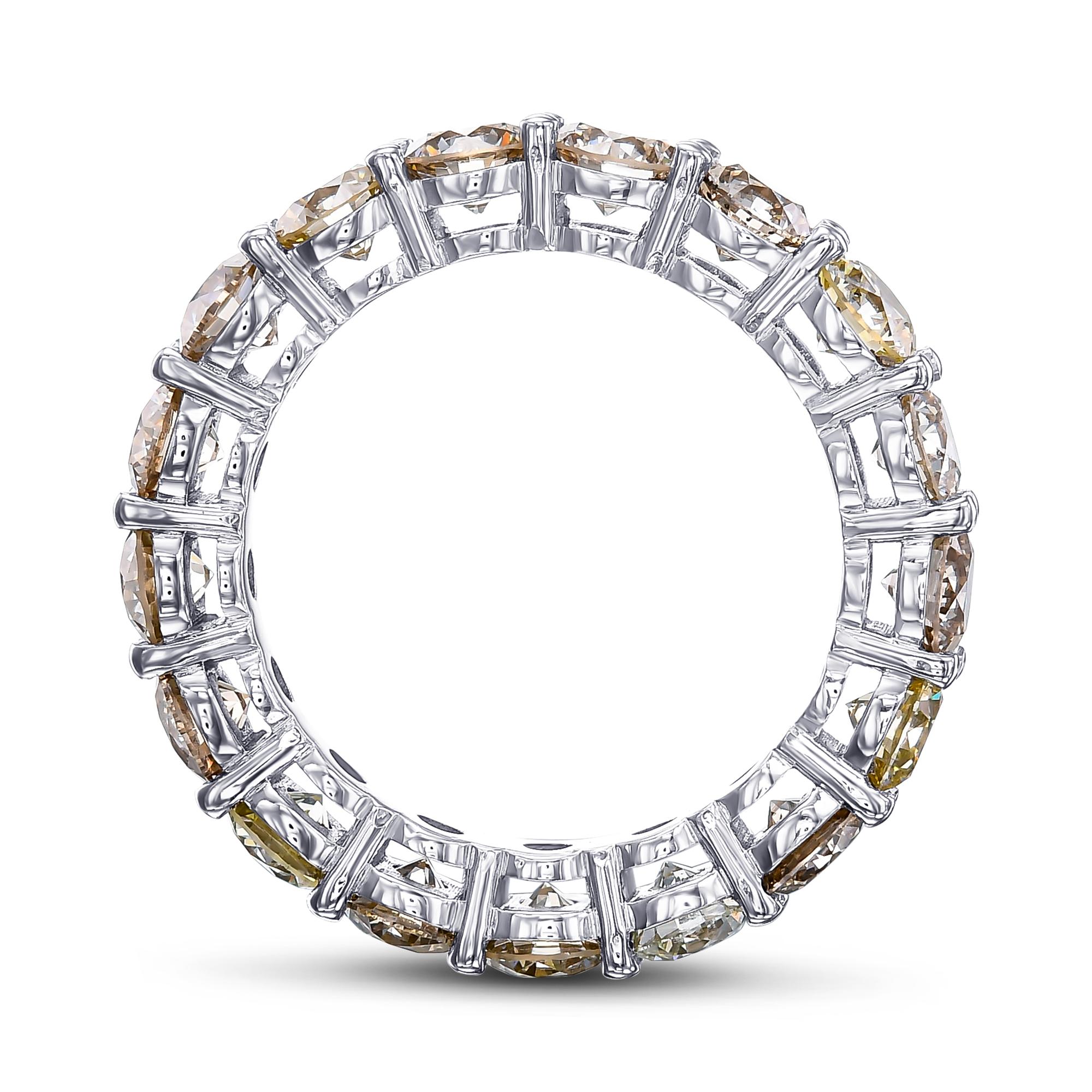 Memoryring mit 5,50 Karat Fancy Colors Diamanten, 18 kt. Weißgold-Ring Damen