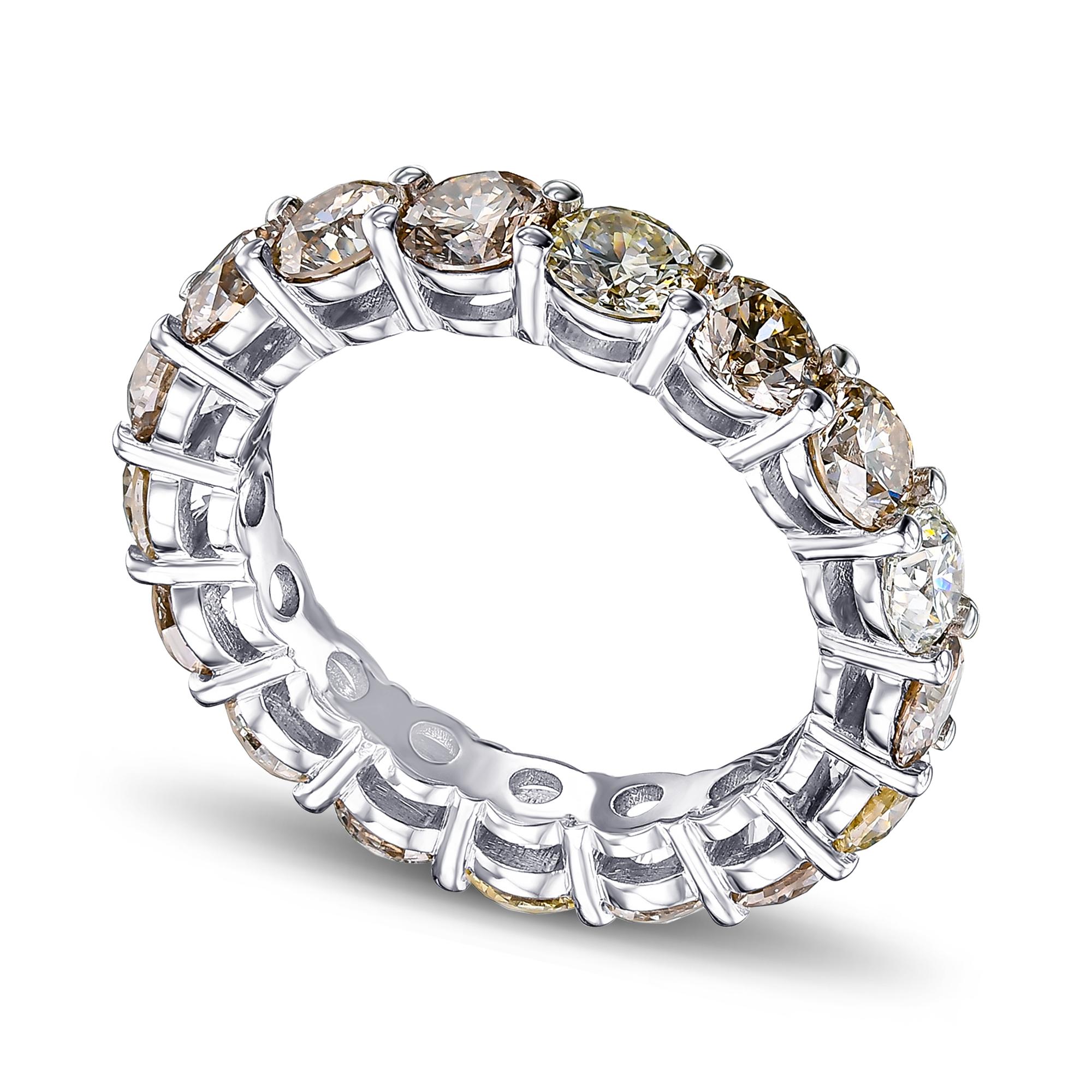 Memoryring mit 5,50 Karat Fancy Colors Diamanten, 18 kt. Weißgold-Ring 1