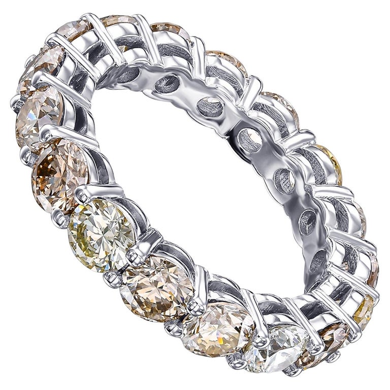 5.50 Carat Mix Fancy Colors Diamonds Eternity Band, 18 kt. White gold, Ring  For Sale at 1stDibs