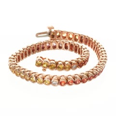 5.50 Carat Multicolor Sapphire Diamond Rose Gold Hinged Link Tennis Bracelet