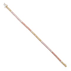 5.50 Carat Multicolor Sapphire Diamond Rose Gold Hinged Link Tennis Bracelet