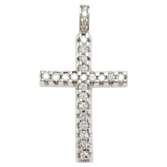 5.50 Carat Natural Diamond Cross Pendant 14 Karat White Gold