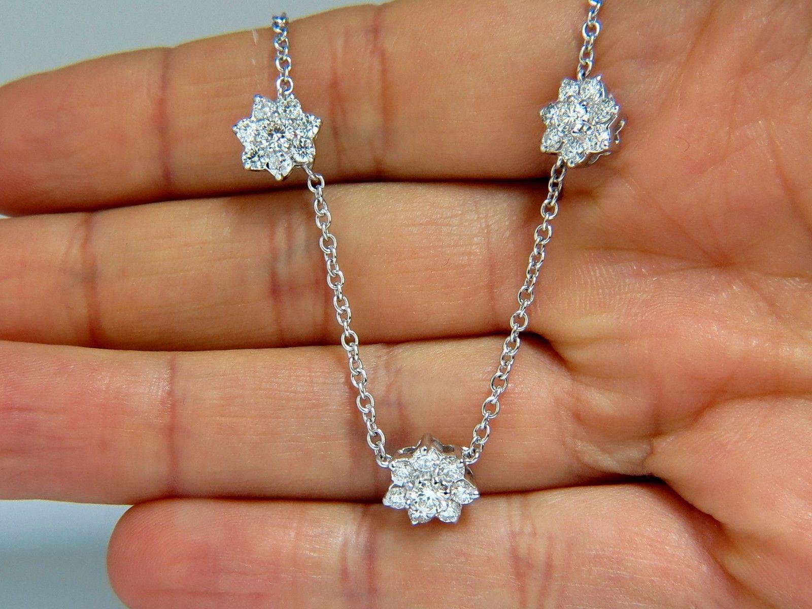 5.50 Carat Natural Diamonds Floating Cluster Earrings Necklace Suite 18 Karat For Sale 3