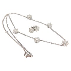 5.50 Carat Natural Diamonds Floating Cluster Earrings Necklace Suite 18 Karat*