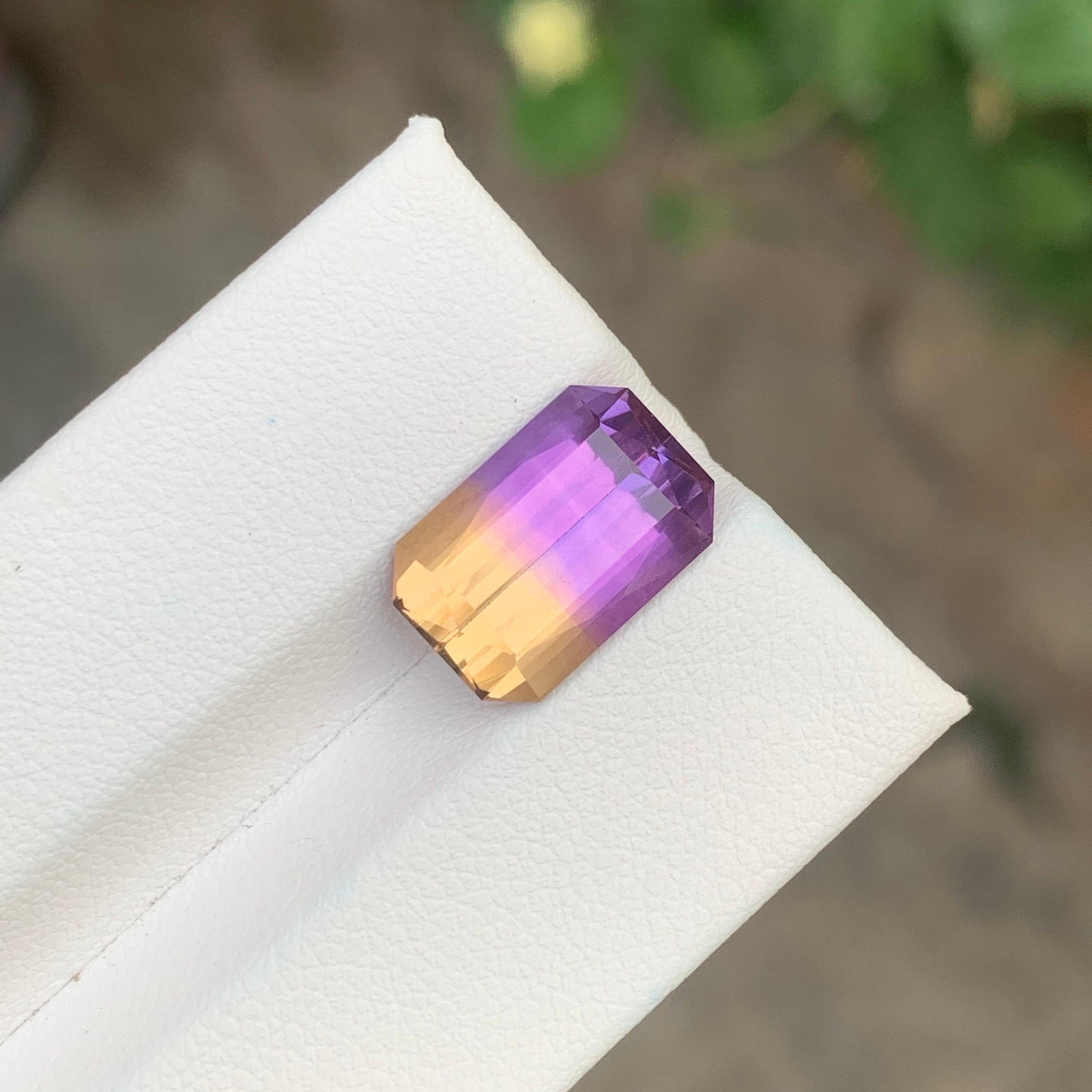 5,50 Karat Natürlicher loser Ametrin Smaragd Form Bolivianischer Edelstein im Angebot 8
