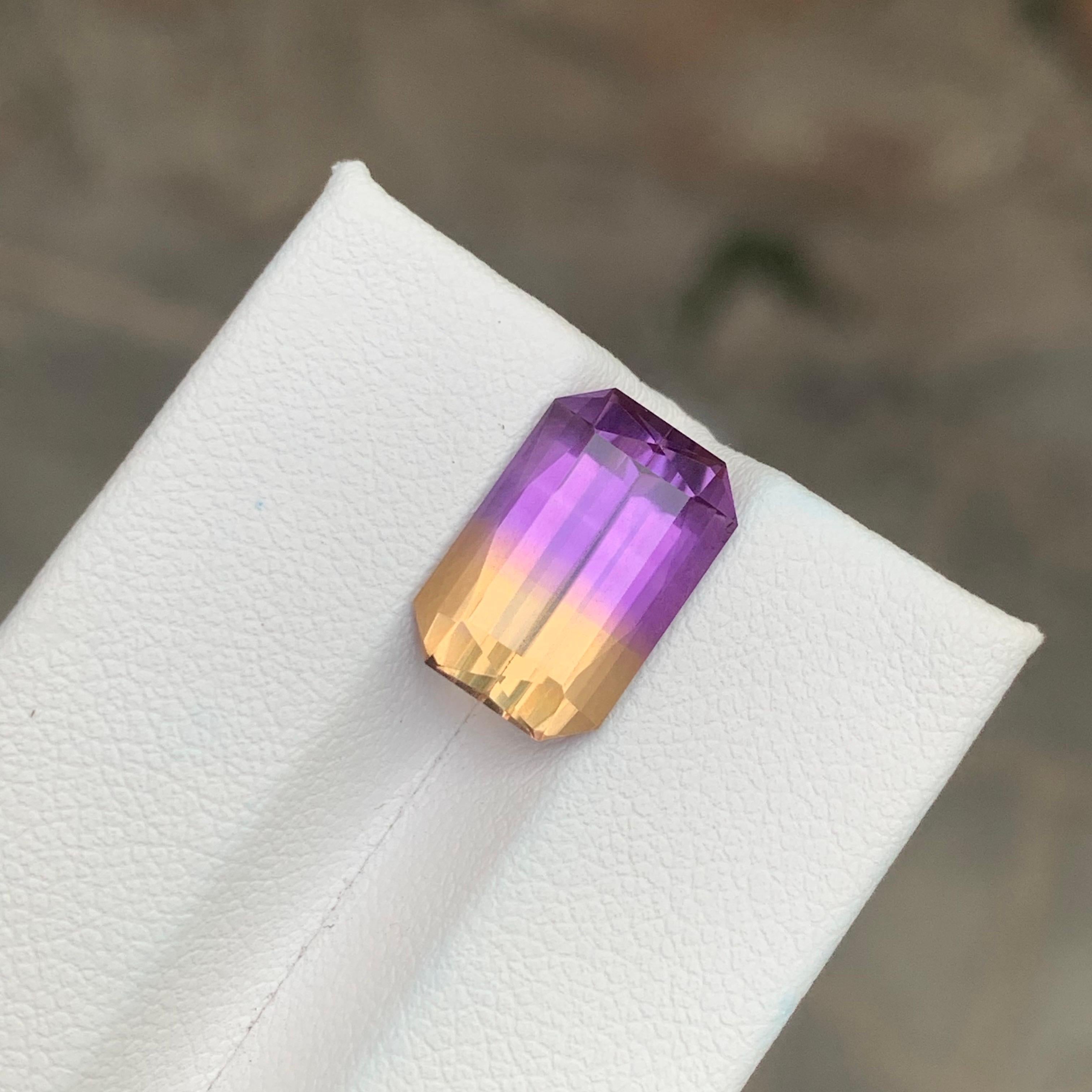 5,50 Karat Natürlicher loser Ametrin Smaragd Form Bolivianischer Edelstein für Damen oder Herren im Angebot