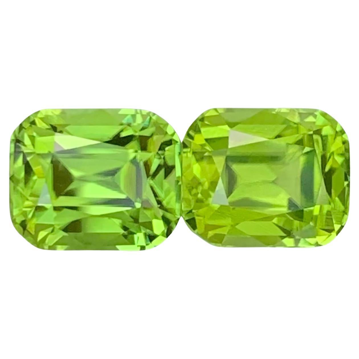 5.50 Carat Natural Loose Peridot Pair Cushion Shape Gemstone For Sale