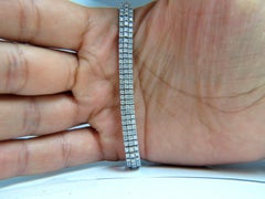 5.50 Carat Natural Round Brilliant Diamonds Three Row Tennis Bracelet 14 Karat