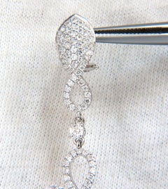 5.50 Carat Natural Round Diamonds Swirl Circle Dangle Earrings 18 Karat