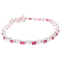 5.50 Carat Natural Ruby Diamond 14 Karat White Gold Bracelet