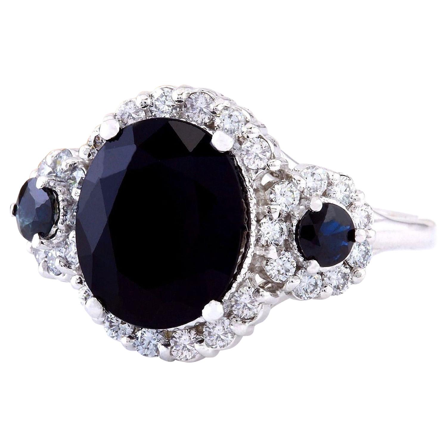 5.50 Carat Natural Sapphire 14K Solid White Gold Diamond Ring
 Item Type: Ring
 Item Style: Engagement
 Material: 14K White Gold
 Mainstone: Sapphire
 Stone Color: Blue
 Stone Weight: 4.50 Carat
 Stone Shape: Oval
 Stone Quantity: 3
 Stone Creation