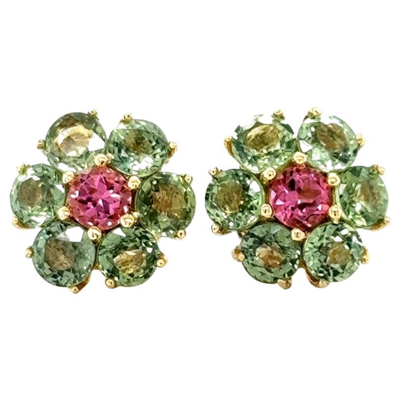 Boucles d'oreilles or jaune 5.50 carats saphir naturel tourmaline