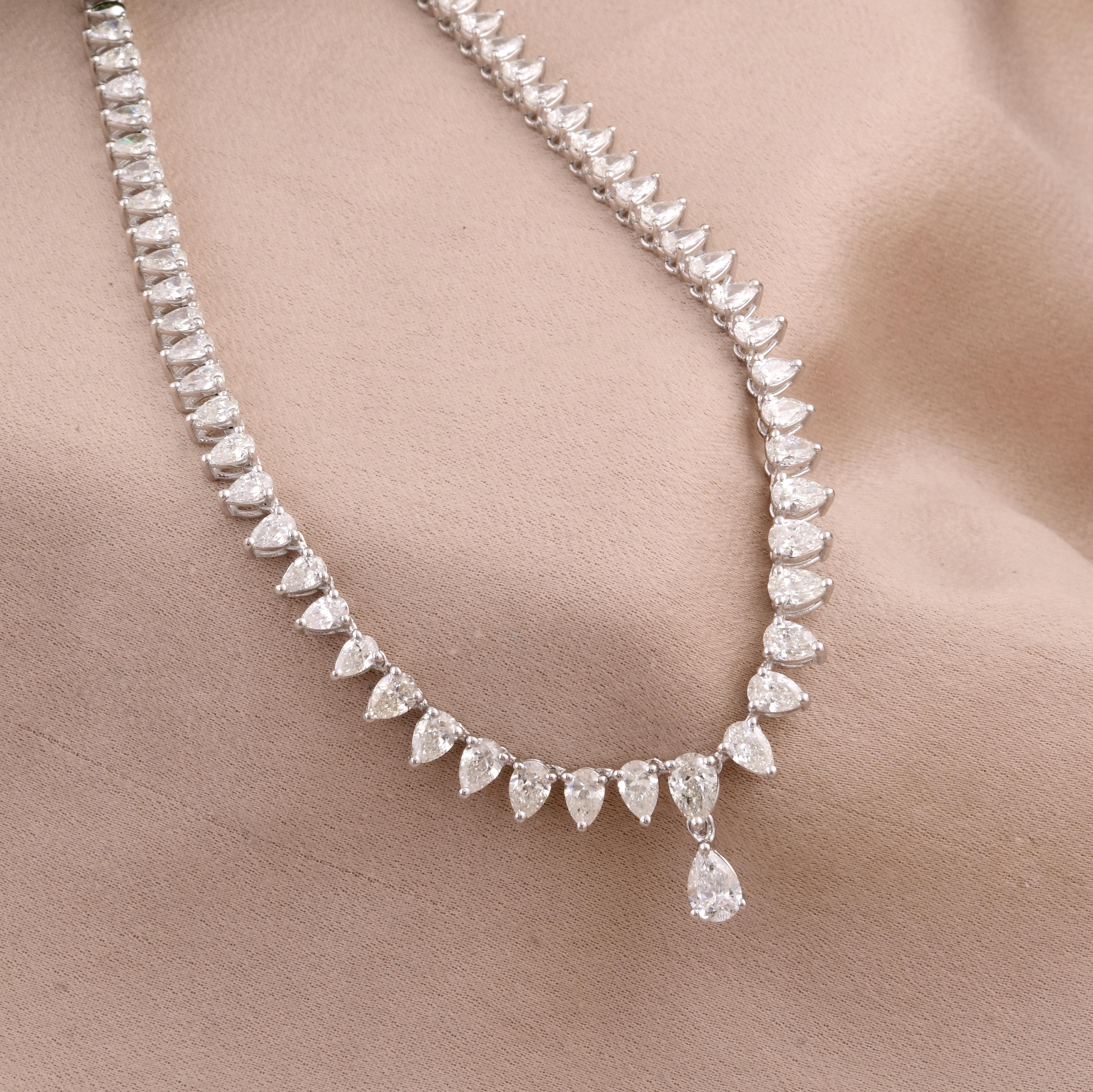 Modern 5.50 Carat Pear Shape Diamond Necklace 18 Karat White Gold Handmade Fine Jewelry For Sale
