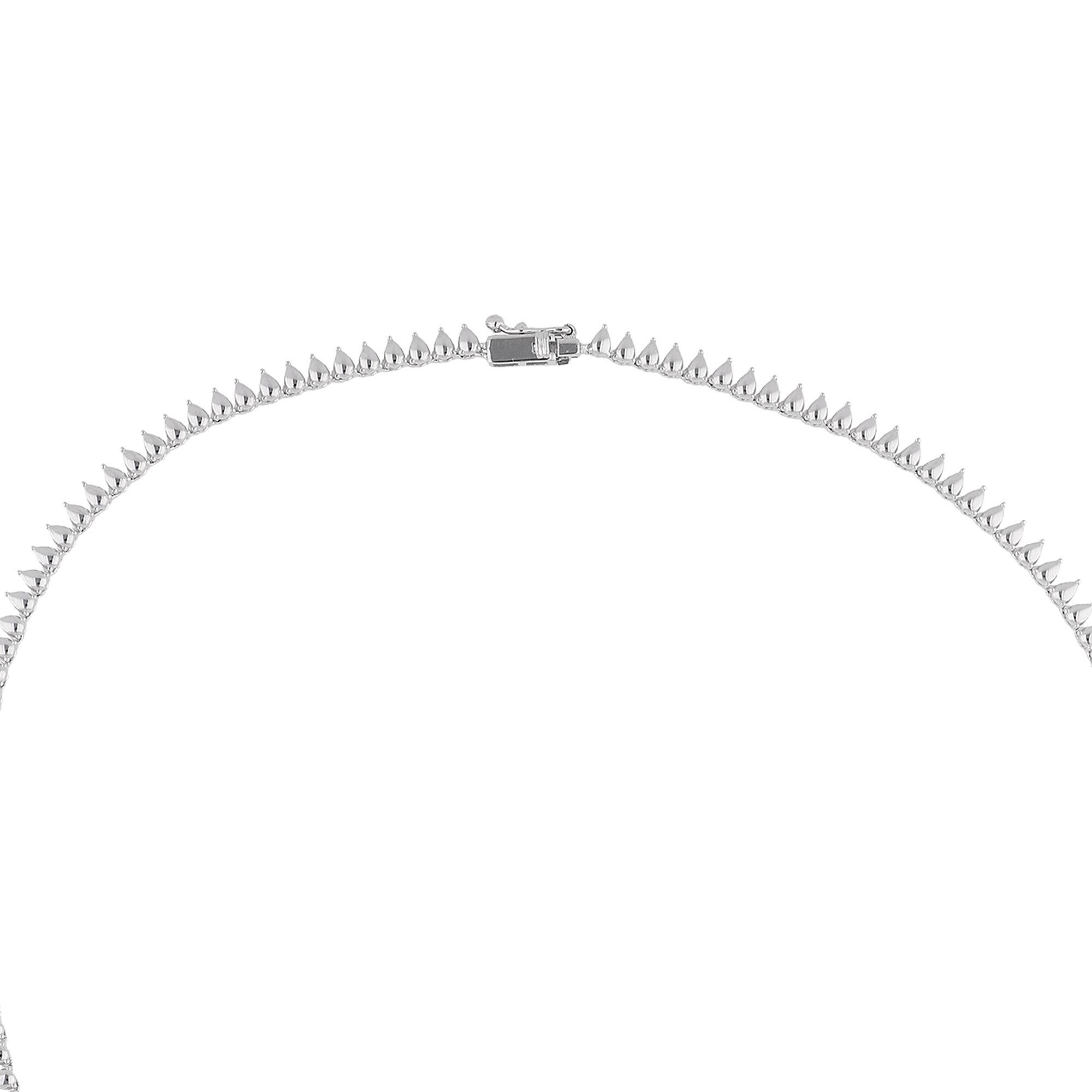 Women's 5.50 Carat Pear Shape Diamond Necklace 18 Karat White Gold Handmade Fine Jewelry For Sale