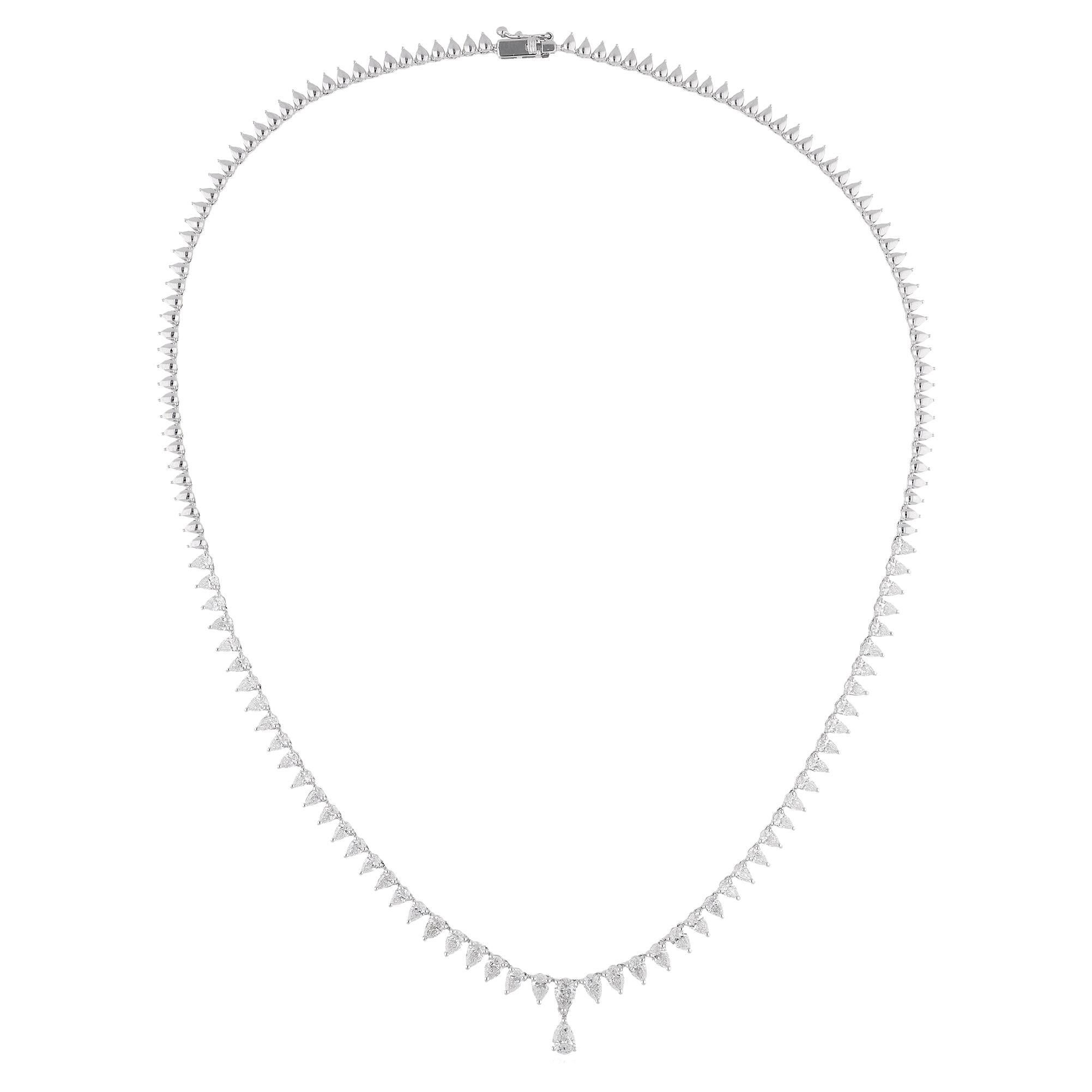 5.50 Carat Pear Shape Diamond Necklace 18 Karat White Gold Handmade Fine Jewelry For Sale