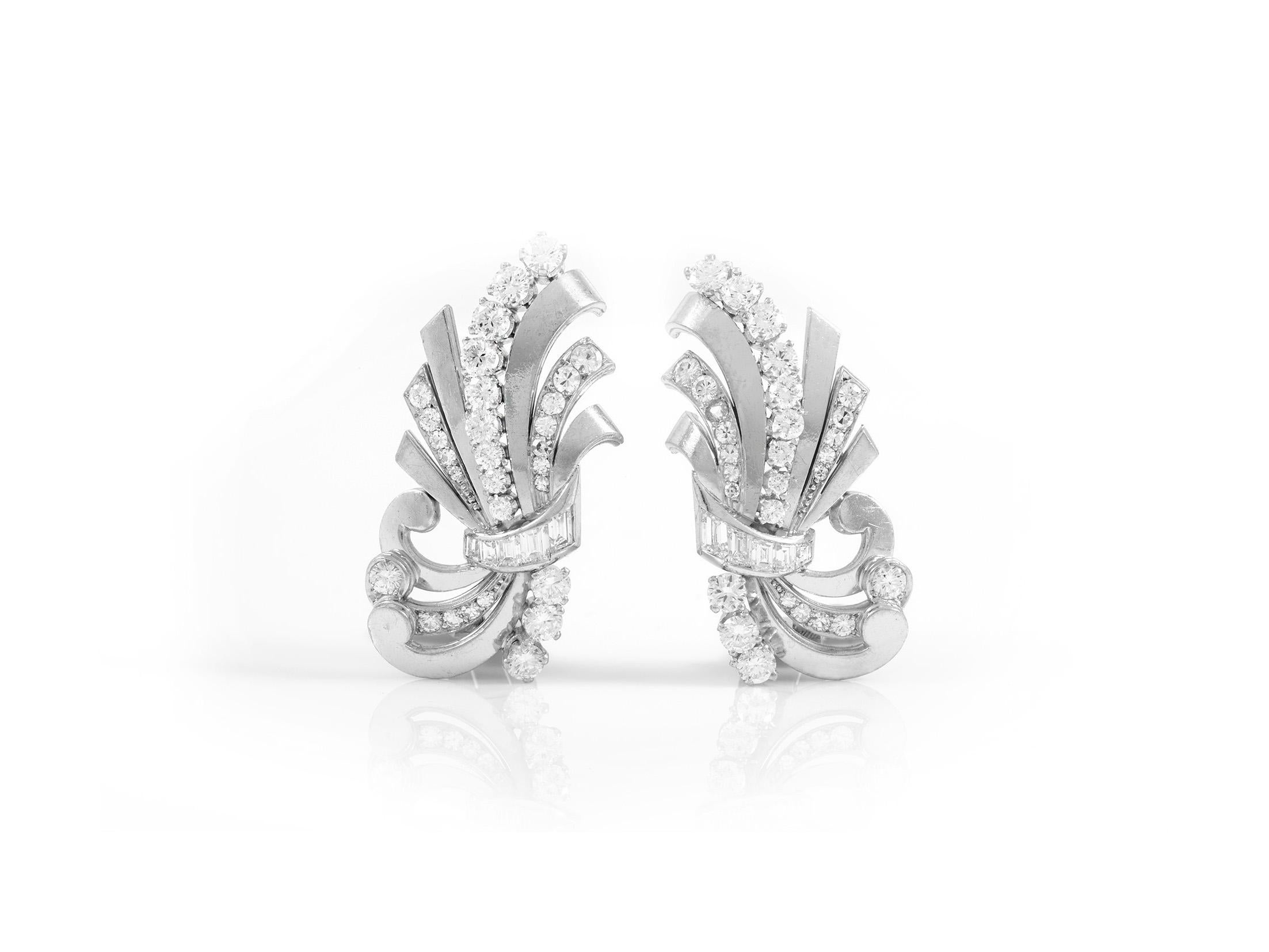 Women's 5.50 Carat Platinum Diamonds Earrings For Sale