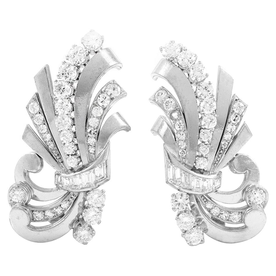 5.50 Carat Platinum Diamonds Earrings For Sale