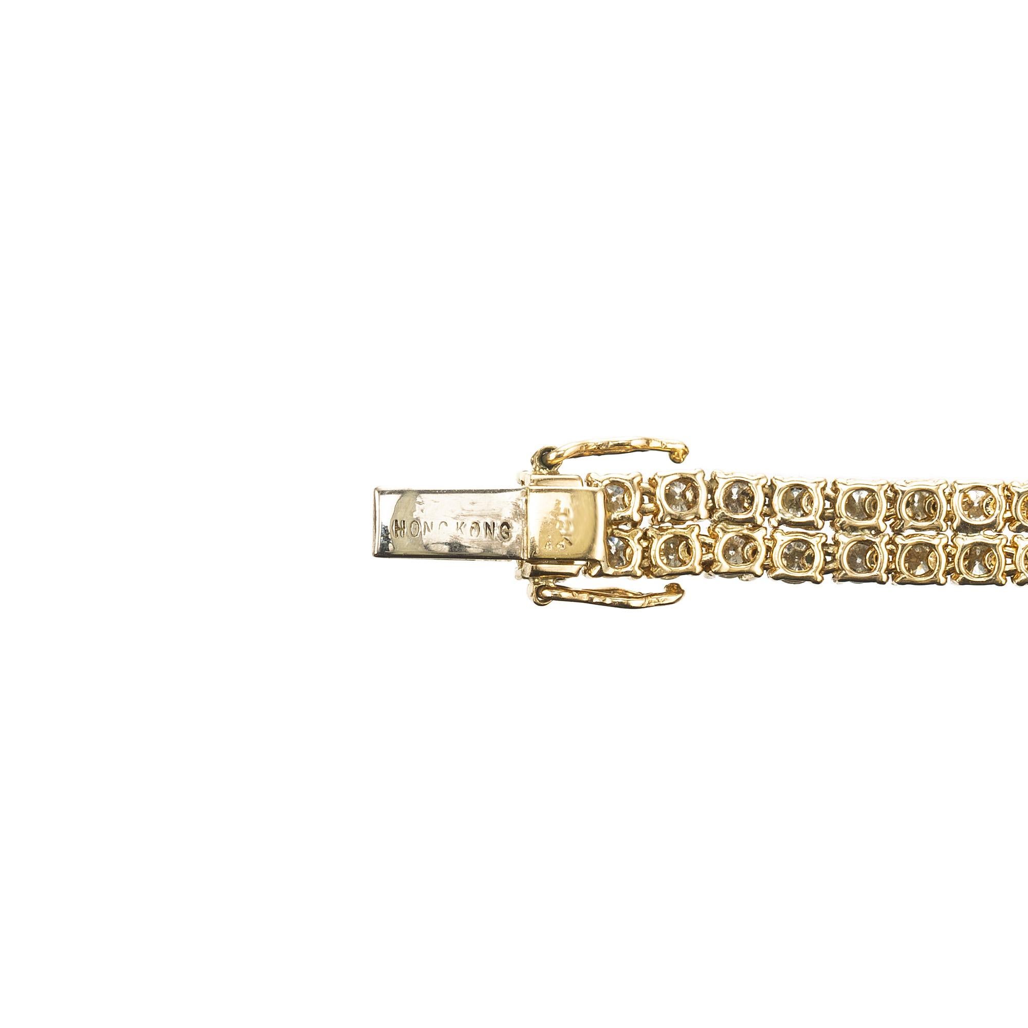 Bracciale tennis a due file in oro giallo con diamanti rotondi taglio brillante da 5,50 carati in vendita 1