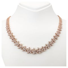 5.50 Carat Round Brilliant Pink Diamond Necklace 14K Rose Gold