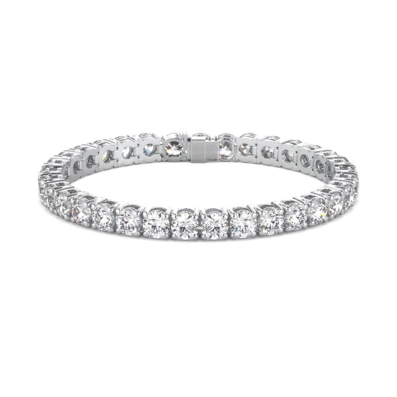 Contemporain 5.50 Carat Round Cut Diamond White Gold Bracelet F VS