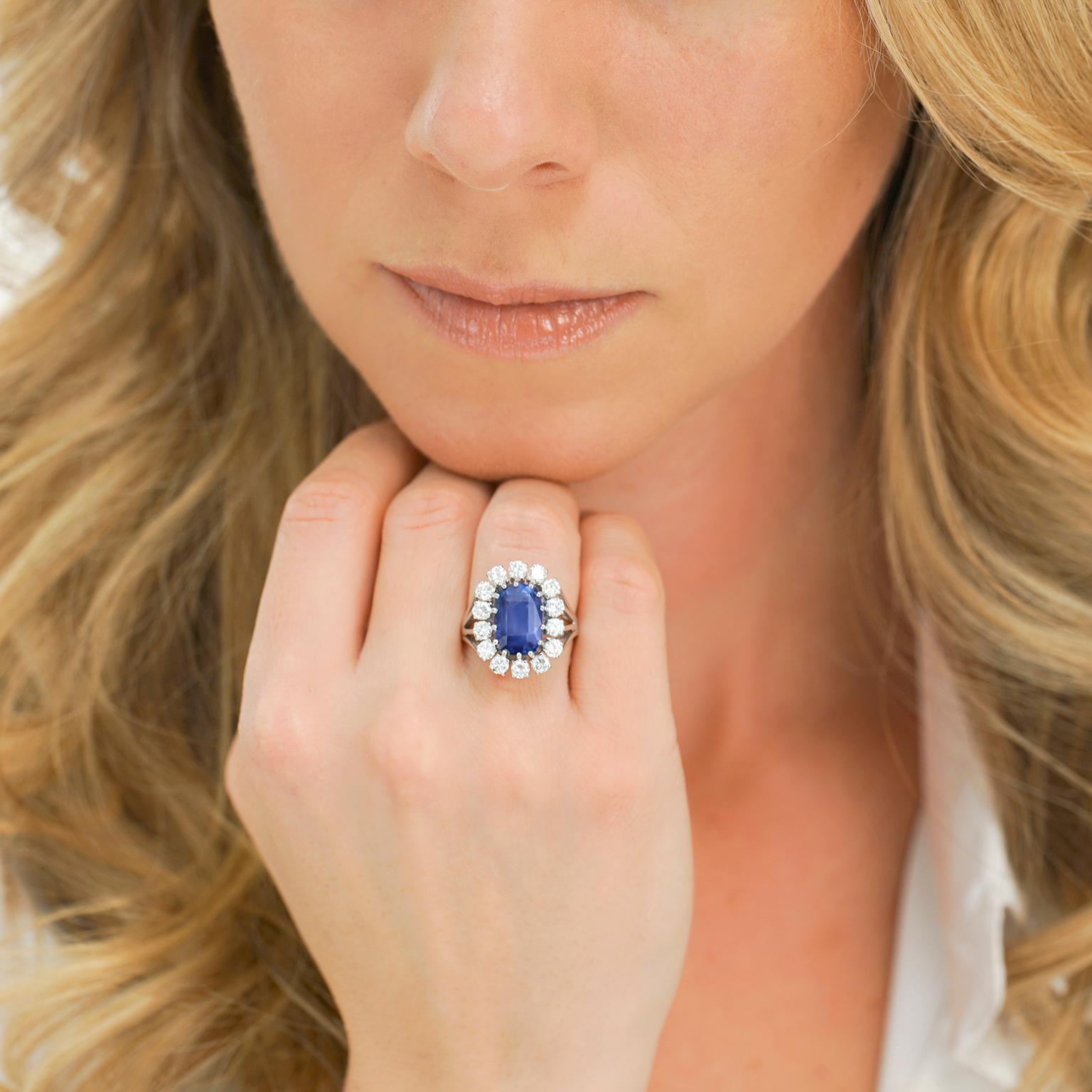 Women's or Men's 5.50 Carat Sapphire and Diamond Ring