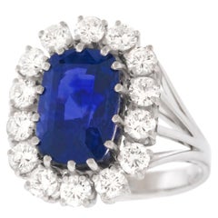 Vintage 5.50 Carat Sapphire and Diamond Ring