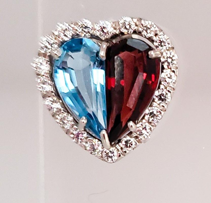 5.50 Carat Total Topaz, Garnet and Diamond Earring in 14 Karat White Gold In New Condition For Sale In Chicago, IL