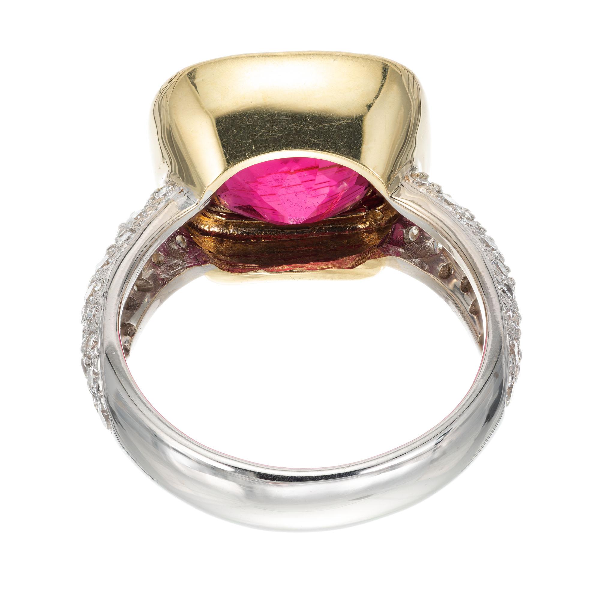 Women's 5.50 Carat Tourmaline Diamond Two-Tone Gold Cocktail Ring