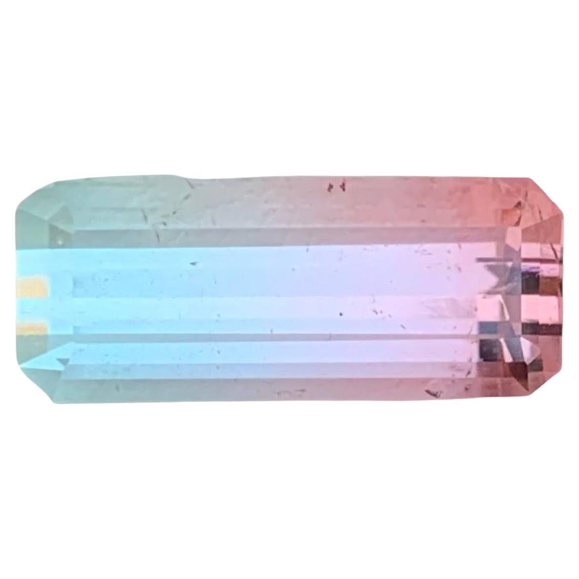 5.50 carats Bi Color Tourmaline Stone Emerald Cut Natural Afghan Gemstone