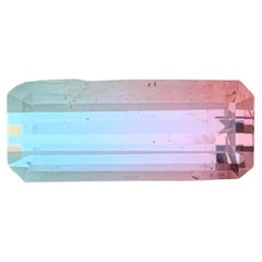 Pierre tourmaline afghane bicolore taille émeraude 5.50 carats