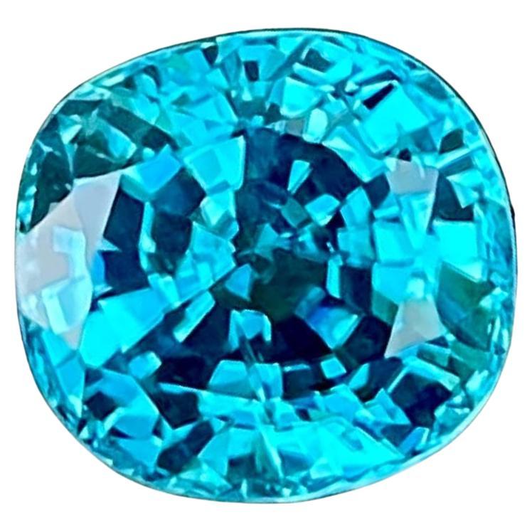 5.50 carats Blue Zircon Stone Cushion Cut Natural Cambodian Gemstone