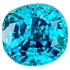 5.50 carats Blue Zircon Stone Cushion Cut Natural Cambodian Gemstone