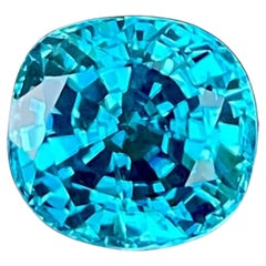 5.50 carats Blue Zircon Stone Cushion Cut Natural Cambodian Gemstone